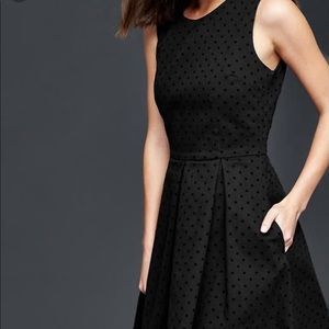 Gap Fit & Flare Black Polka Dot Dress (6 Tall)